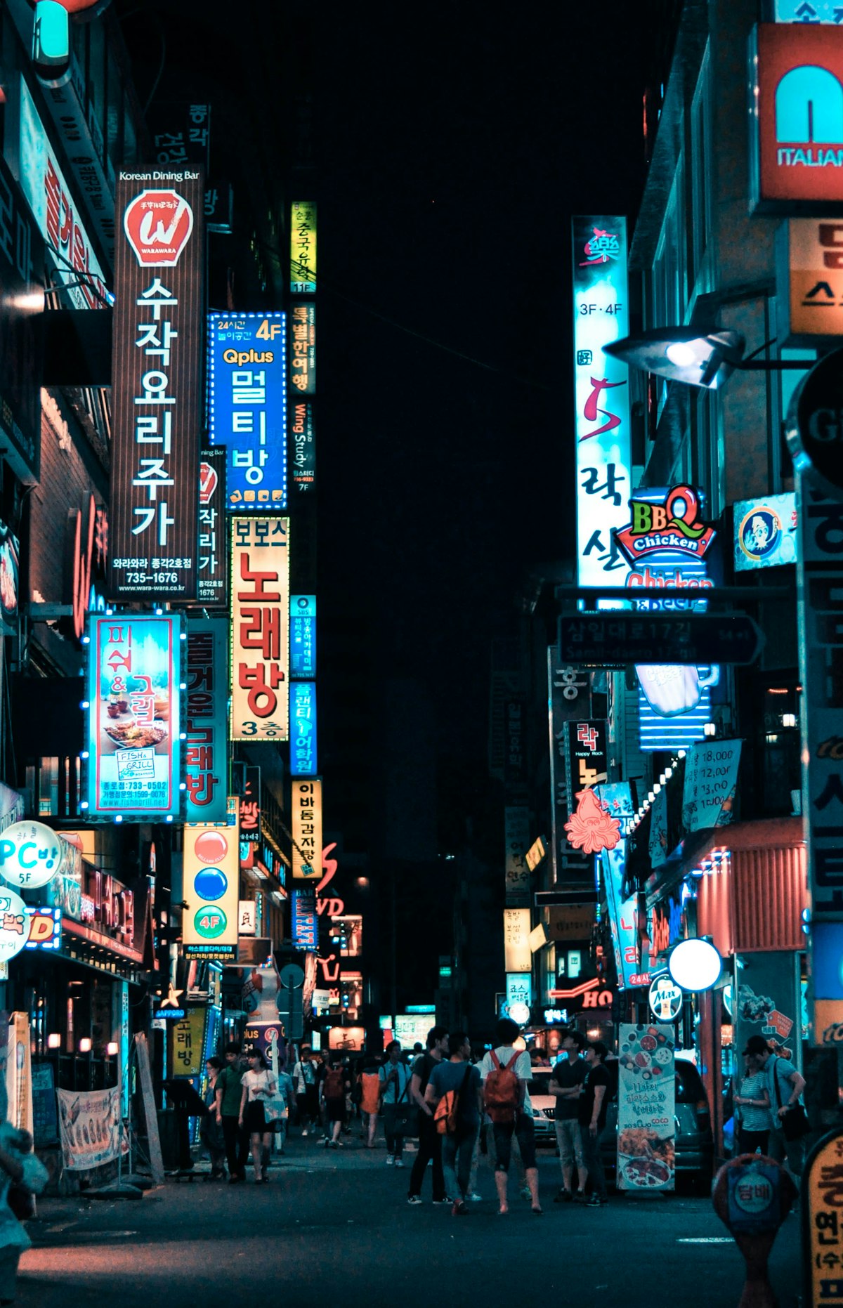 Modern Seoul Night Skyline and Namsan Tower